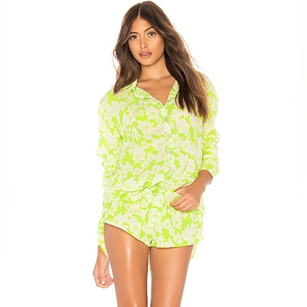 Acacia Swimwear Neon Green Floral Cover-Up